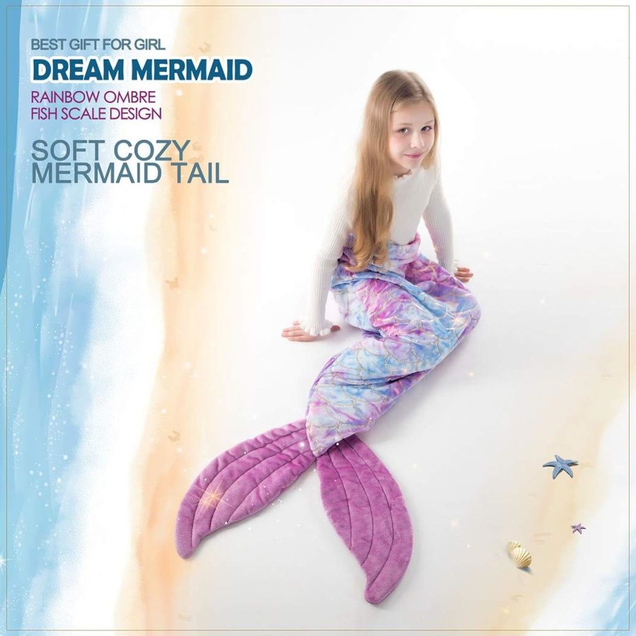 Mermaid Blanket For Little Girls, All Seasons Mermaid Tails Sleeping Bags Multic