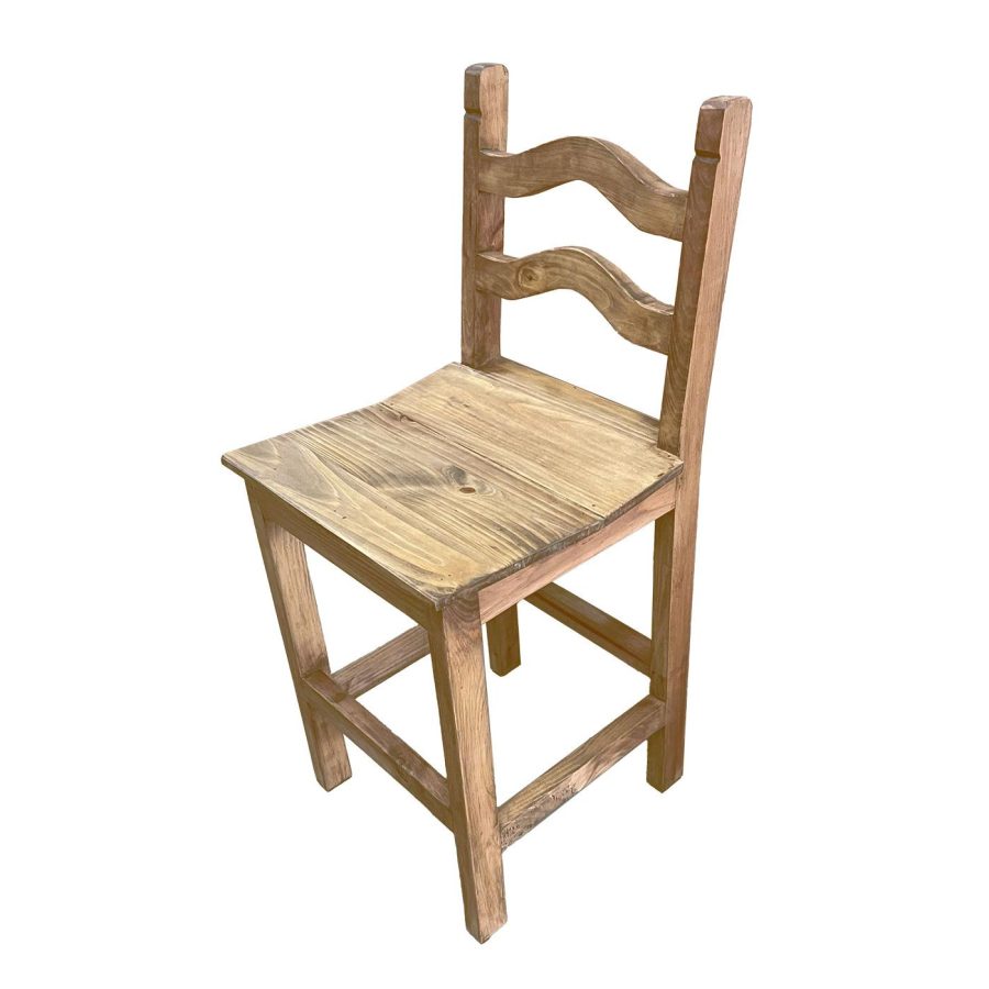 Mexican Rustic Pine Short Colonial Bar Stool