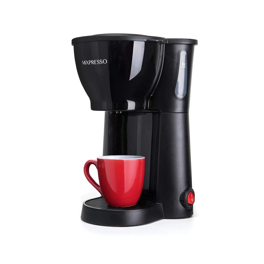 Mixpresso Mini Compact Drip coffee Maker With Brewing Basket, Black Small Coffee