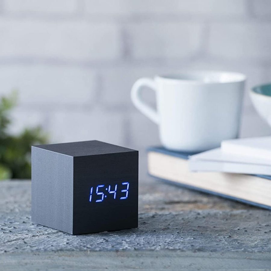 Modern Wooden Bedside Clock Digital