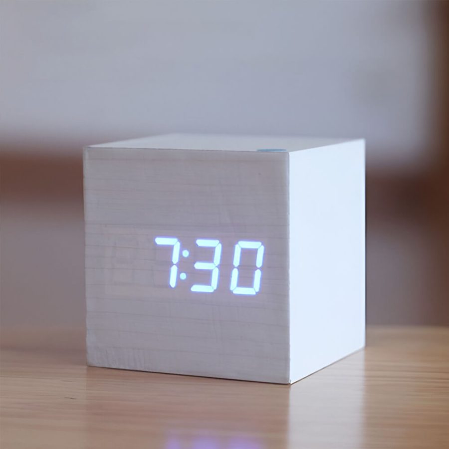 Modern Wooden Bedside Clock Digital