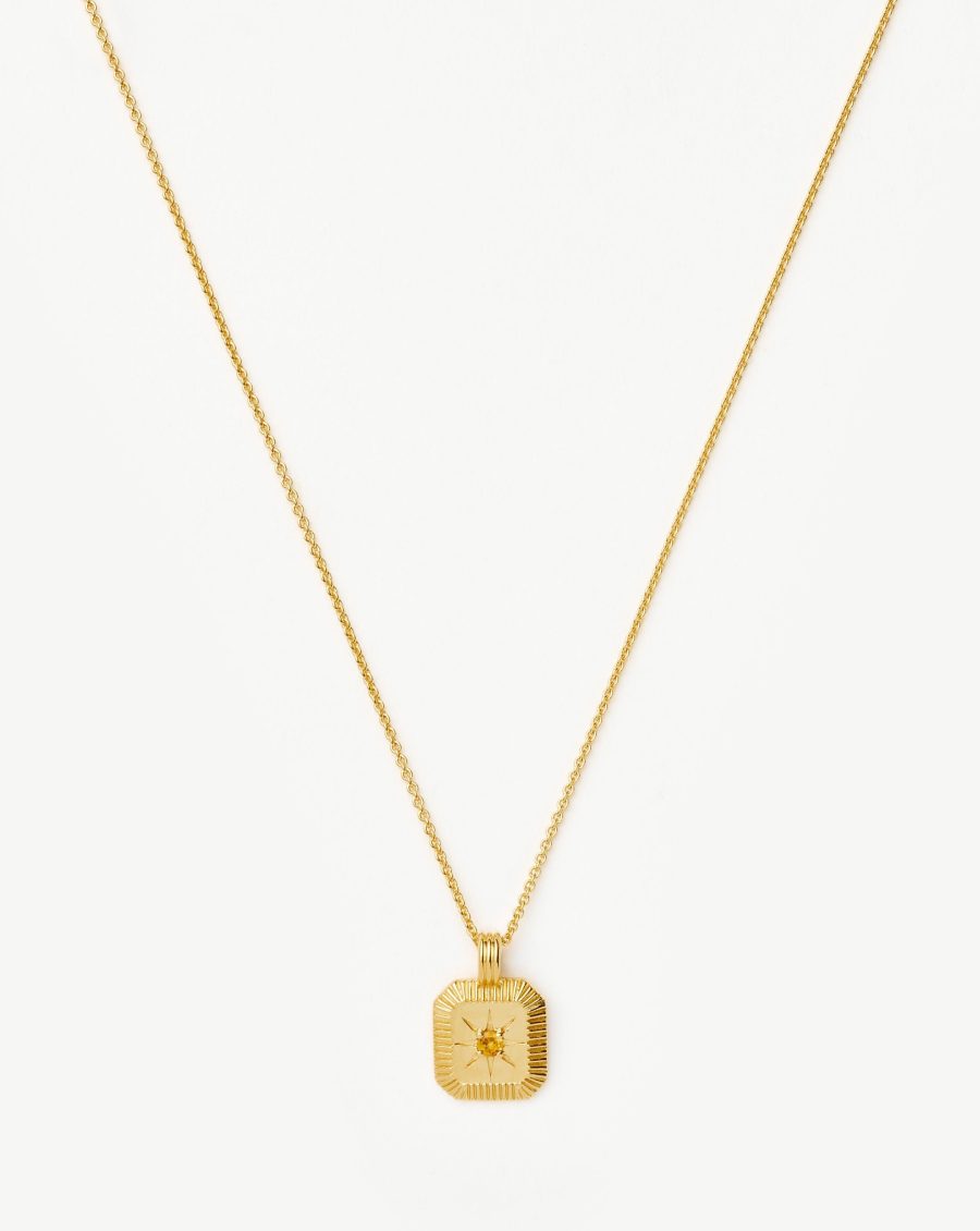 November Birthstone Pendant Necklace | 18k Gold Vermeil/Citrine