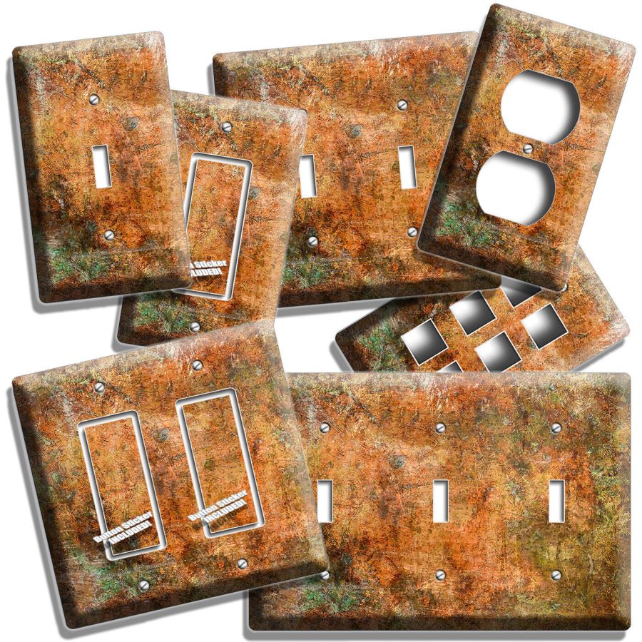 OLD RUSTIC AGED WORN OUT COPPER PATINA STYLE LIGHT SWITCH OUTLET ART WALL PLATES