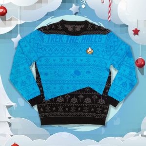 Official Star Trek Blue Christmas Jumper / Ugly Sweater