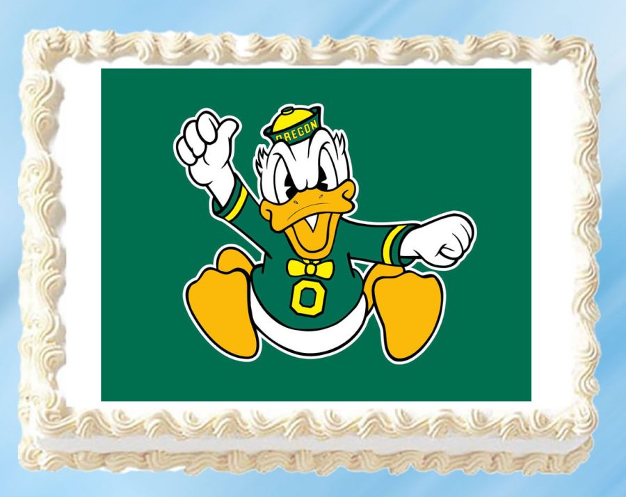 Oregon Ducks Edible Image Topper Cupcake Frosting 1/4 Sheet 8.5 x 11"