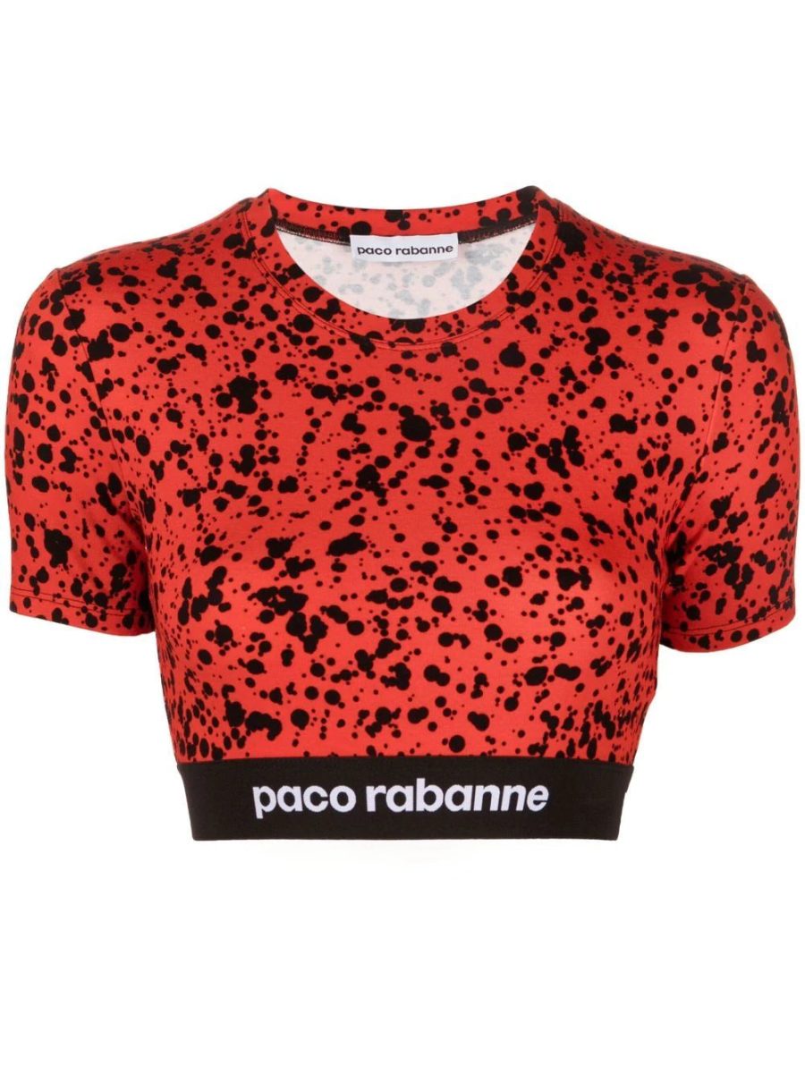 PACO RABANNE WOMEN Spotted Crop Top Red