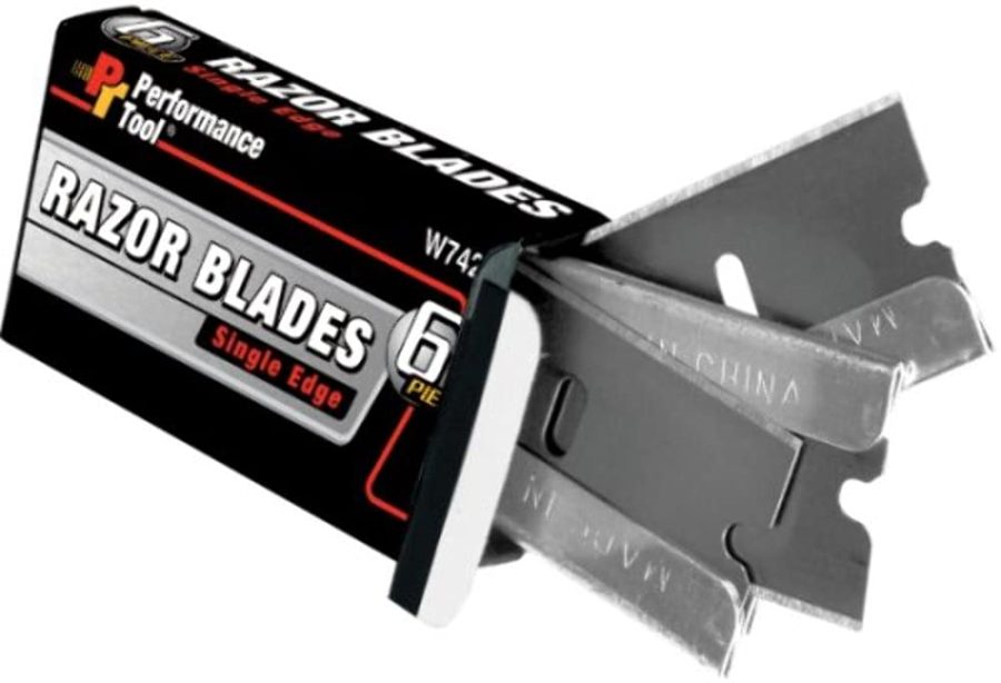 PERFORM TOOL W742 Razor Blade; Fits Standard Razor Scrapers; Single Edge; Set Of 12