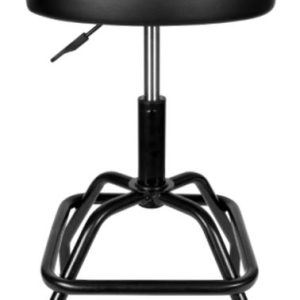 PERFORM TOOL W85011 Adjustable Height Bar Stool, Pneumatic Swivel Bar Stool with Back Support, 360 Degree Swivel, Heavy Duty Steel Frame Stool Perfect for Home, Bar and Shop, Black