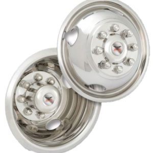 PHOENIX USA ND1719 Wheel Simulator; D.O.T.Liner; Fits 17 Inch Diameter 8 Lug Dual Wheels; Polished; Stainless Steel; Bolt-On; Set of 2; Includes Mounting Hardware And Installation Tool