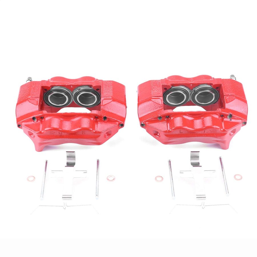 POWERSTOP S1830 Front Pair of High-Temp Red Powder Coated Calipers