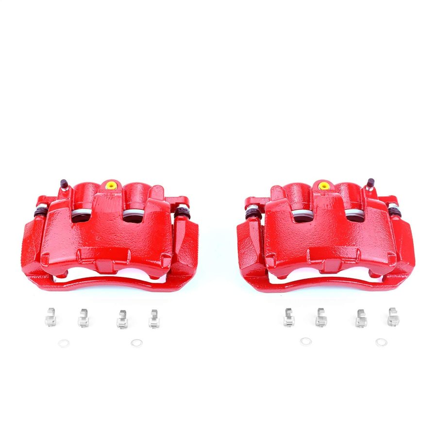 POWERSTOP S5054 Front Pair of High-Temp Red Powder Coated Calipers For 2007-2009 Chrysler Aspen | 2007-2009 Dodge Durango | 2009-2018 Ram 1500 [5 Lug] | 2019-2021 Ram 1500 Classic