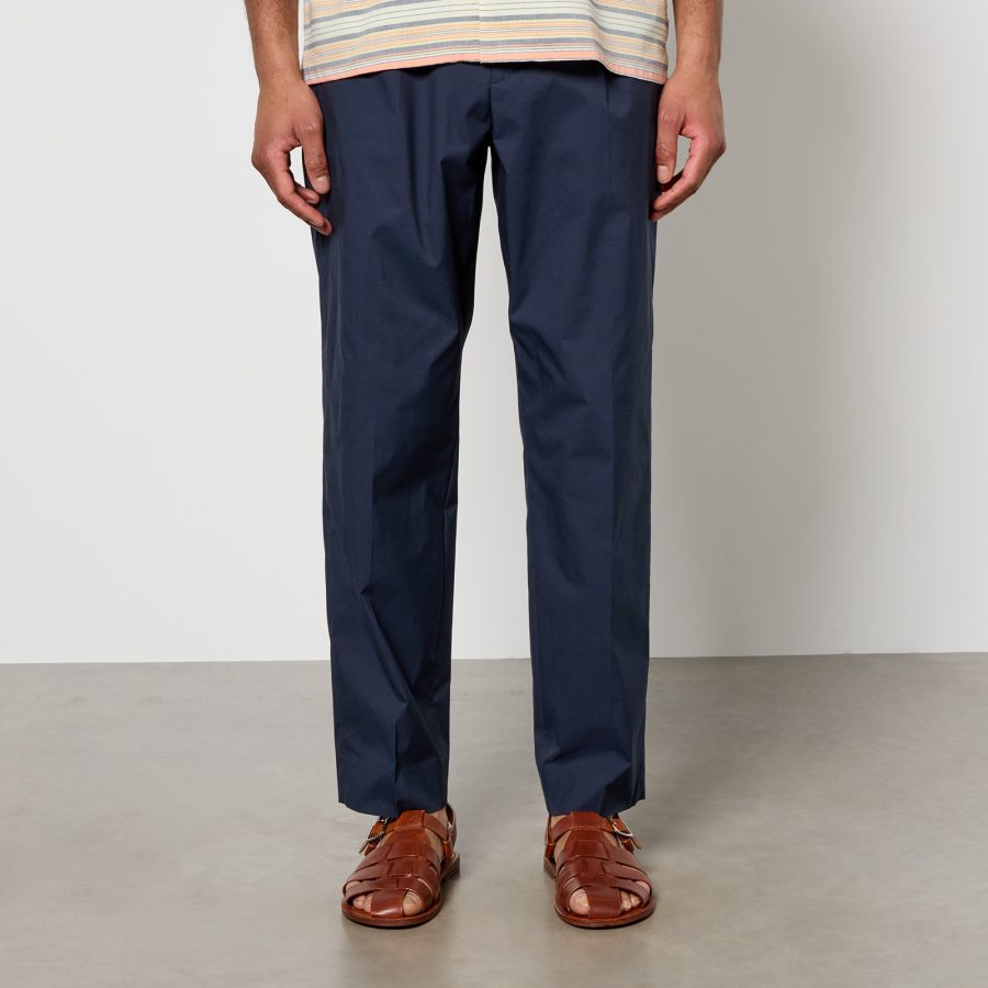 PS Paul Smith Pleated Elasticated Cotton-Blend Tapered Trousers - M