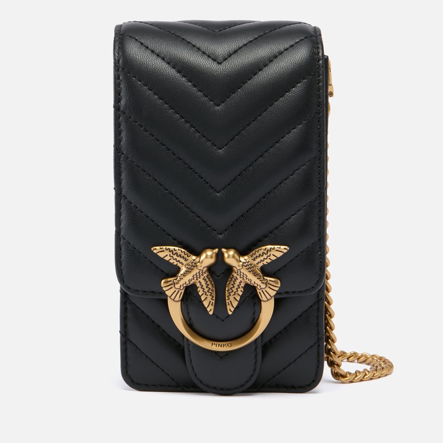 Pinko Love One Smart Chevron Leather Phone Bag