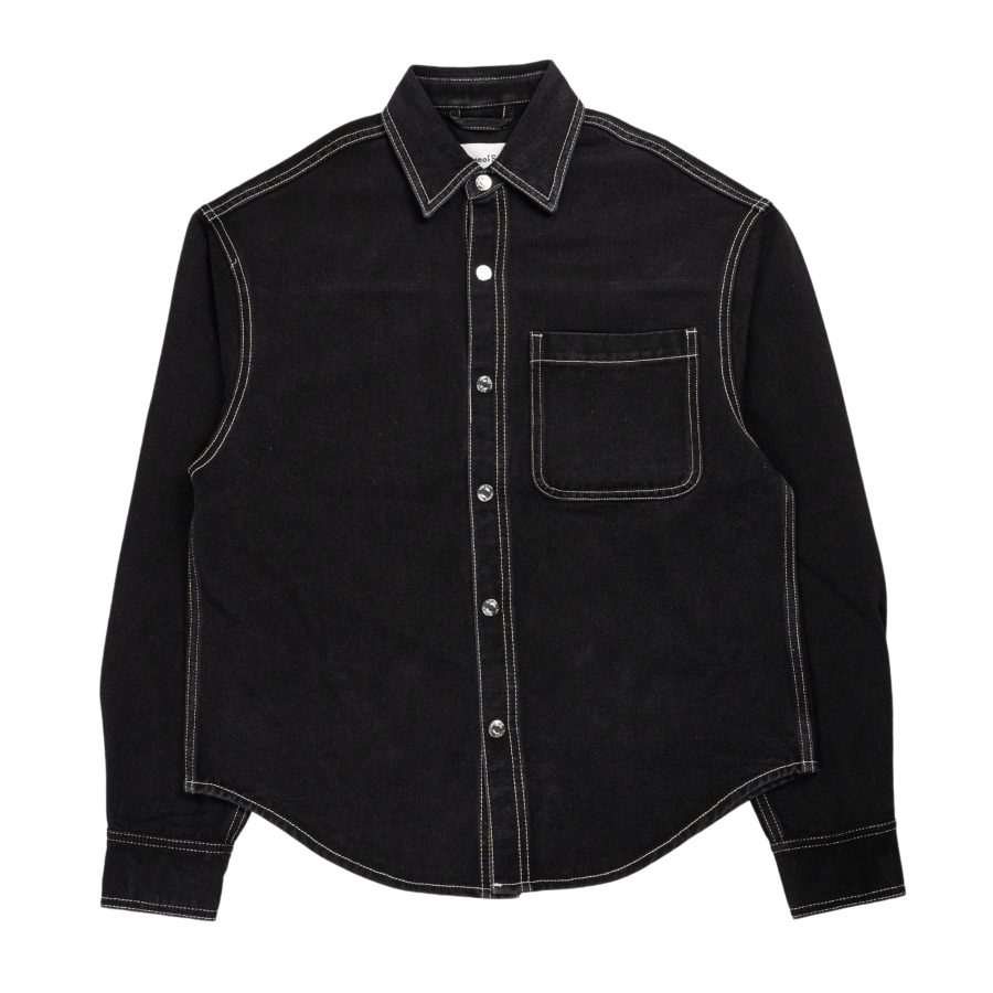 Power Logo Topstitch shirt in black