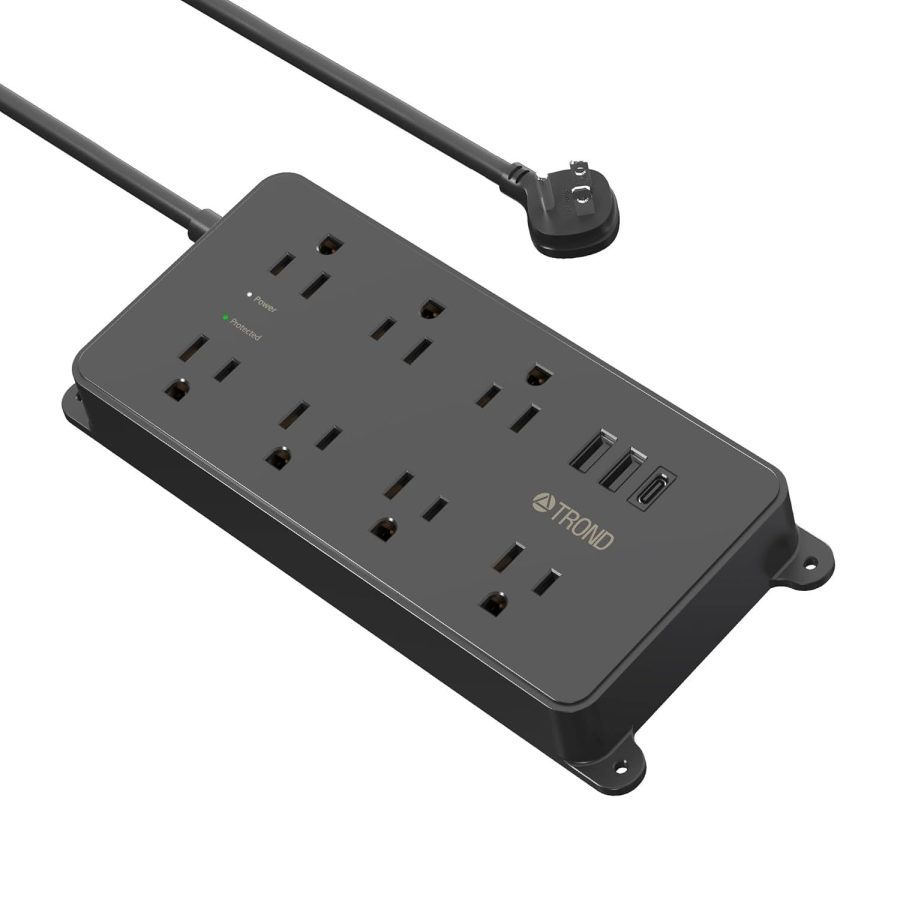 Power Strip Surge Protector, TROND 7 Widely-Spaced Outlets with 3 USB Ports (1 U