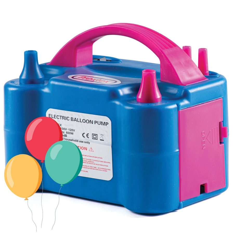 Prextex Electric Balloon Pump Inflate, Blue 110V 600W - Portable Pump with Air B