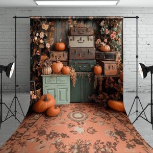 Pumpkins Floral Thanksgiving Autumn Photo Backdrop