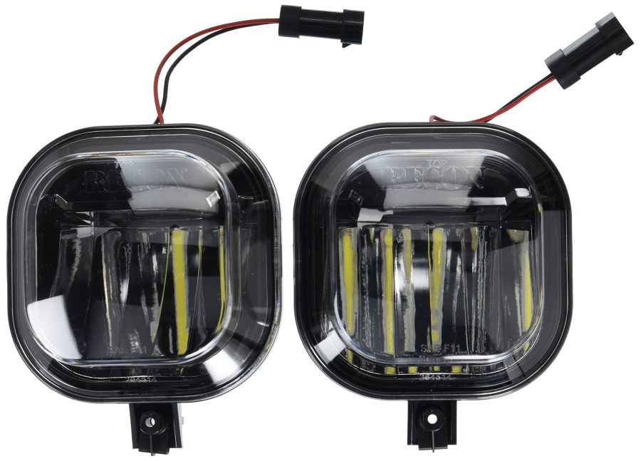 RECON 264514BK Driving/ Fog Light; LED Bulb; Clear Bulbs; Square; Fog Beam; Smoke Lens; Black Housing; OE Mount; Set Of 2