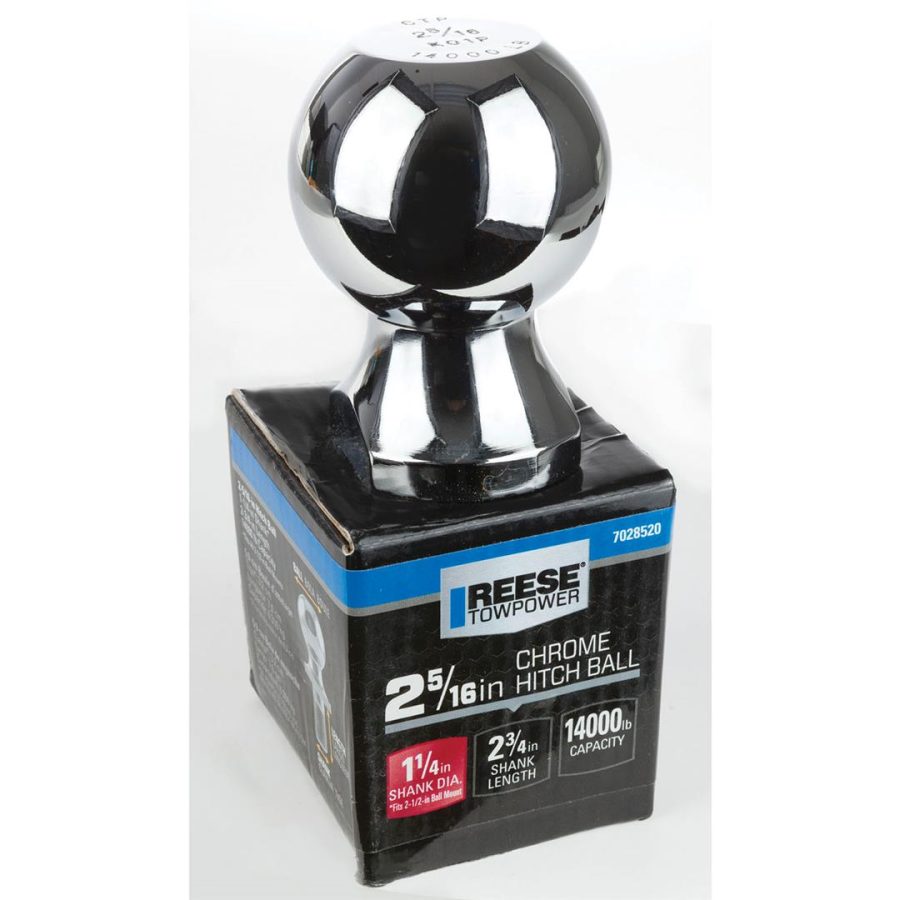 REESE 7028520 Trailer Hitch Ball, 2-5/16 in. Diameter, 14,000 lbs. Capacity, 1-1/4 in. Shank Dia, 2-3/4 in. Shank Length, Chrome