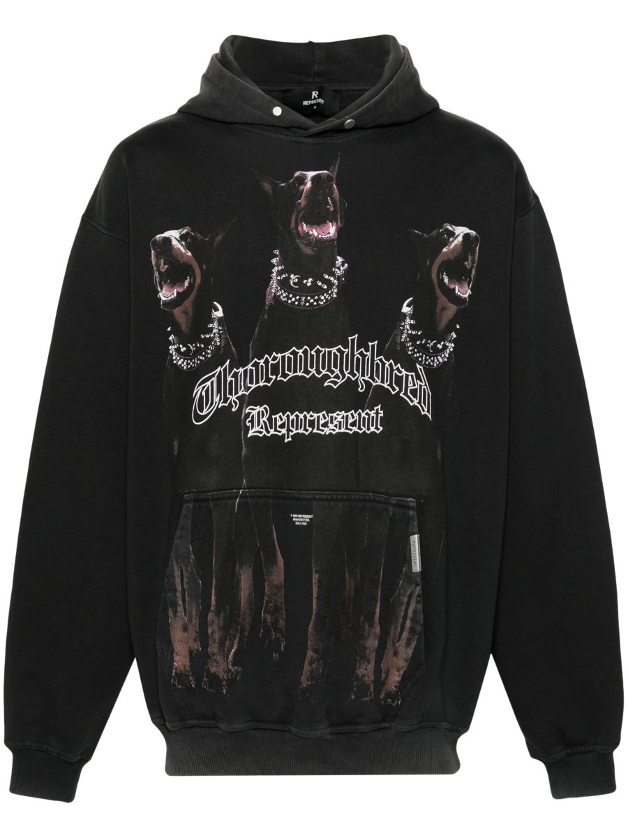 REPRESENT Thoroughbred Graphic Cotton Hoodie Vintage Black