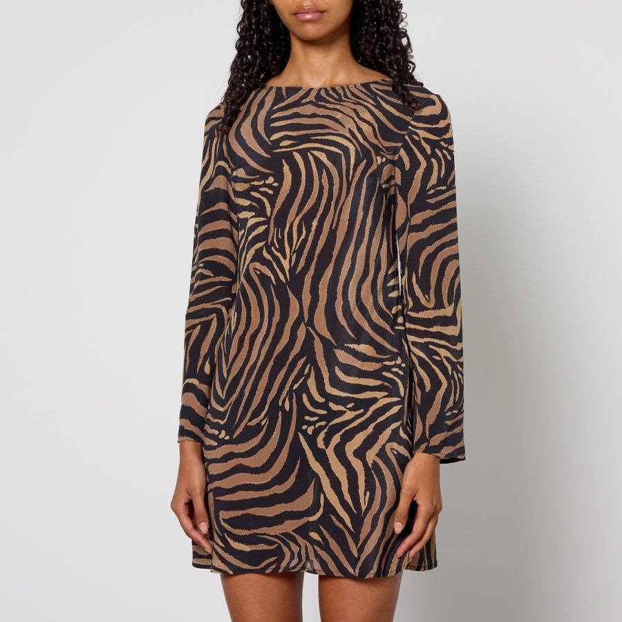 RIXO Animal-Print Ridley Silk Dress - UK 12