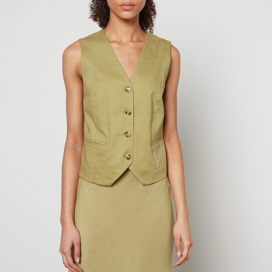 RIXO Norah Linen-Blend Waistcoat - UK 8