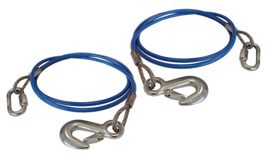 ROADMASTER 64576 Trailer Safety Cable; 6000 Pound Rated; 76 Inch Length; Galvanized Steel; With Single Snap Hook; Set Of 2