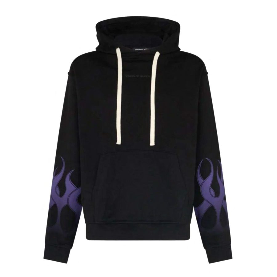 Racing Flames Hoodie Men's Lightweight Hoodie Black/purple