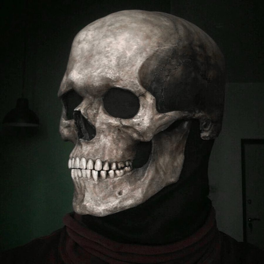 Realistic Human Skull Mask with Moving Jaw