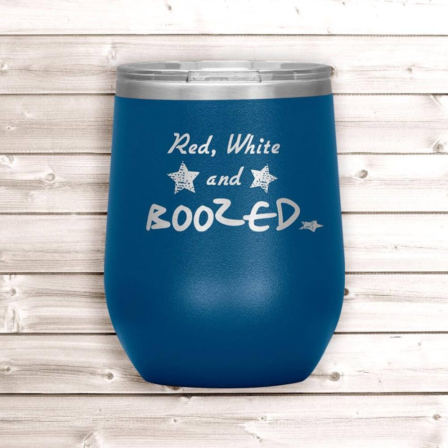 Red, White and Boozed Wine Tumbler