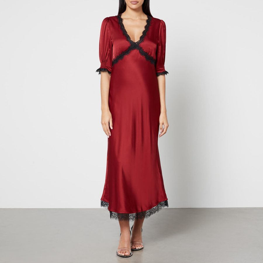 Rixo Gabrielle Satin Maxi Dress - UK 10