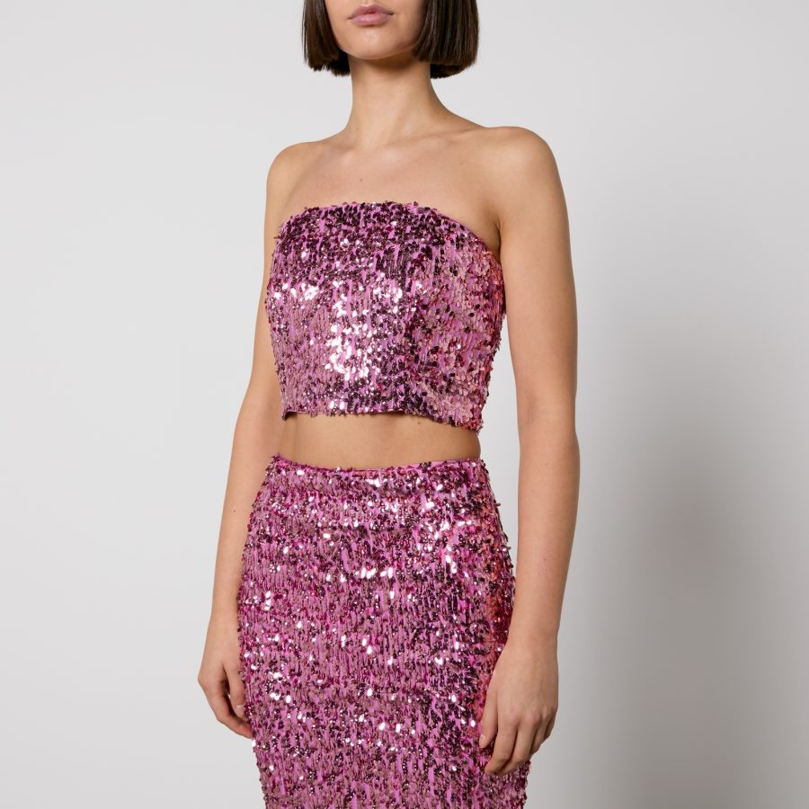 Rotate Birger Christensen Sequinned Mesh Bandeau Top - DK 40/UK 12