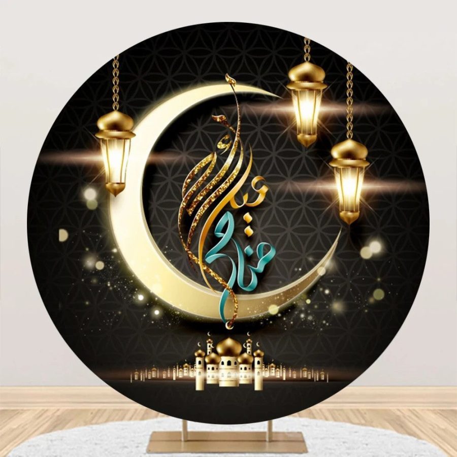 Round Domed Palace Moon Lamp Eid Mubarak Backdrop - Aperturee