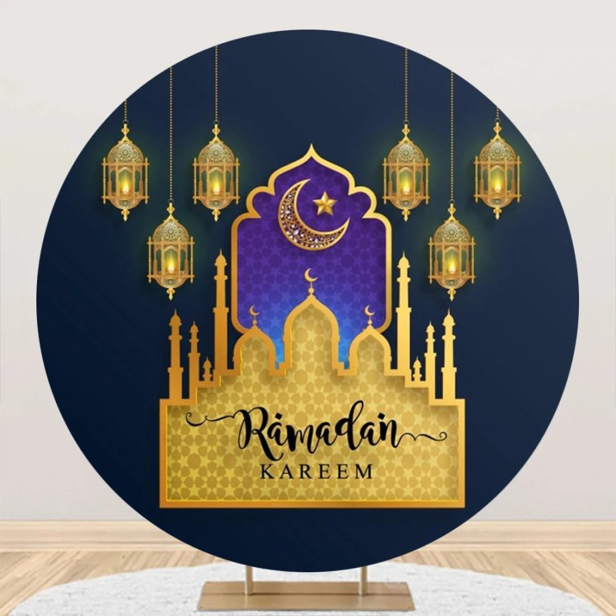 Round Golden Castle Muslim Eid Al Fitr Backdrop - Aperturee