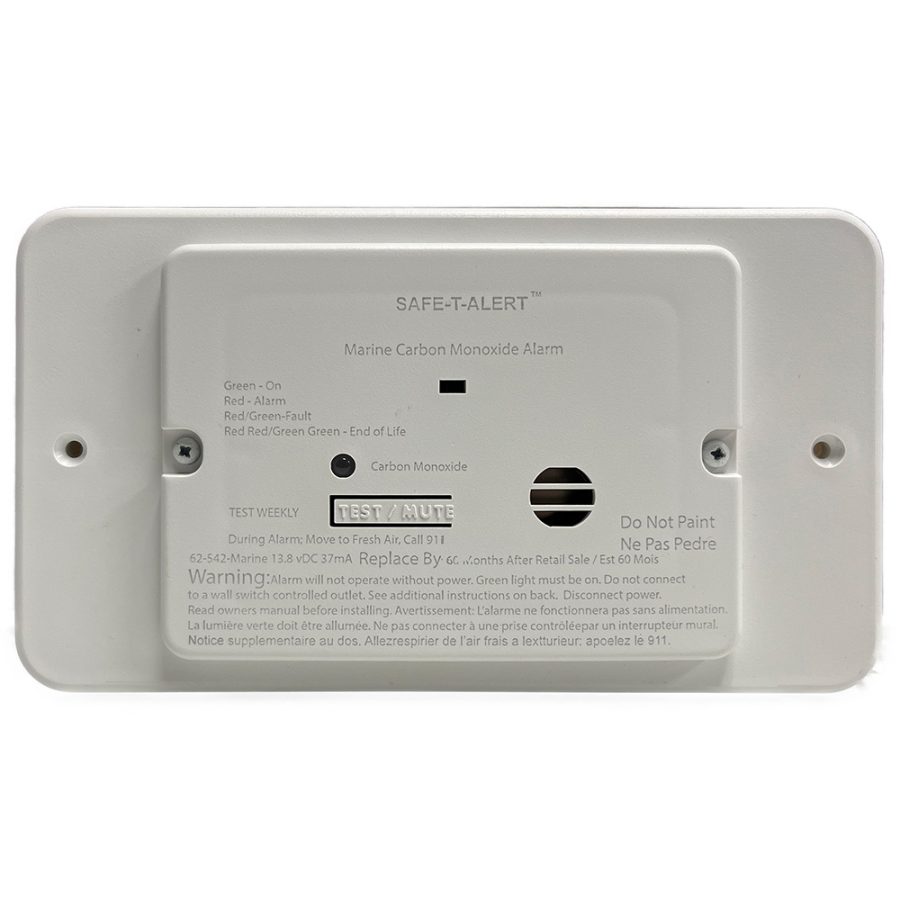 SAFE-T-ALERT 62-542-TR-WT 62 SERIES MARINE CARBON MONOXIDE - WHITE - FLUSH MOUNT - 12V W/RELAY & TRIM RING