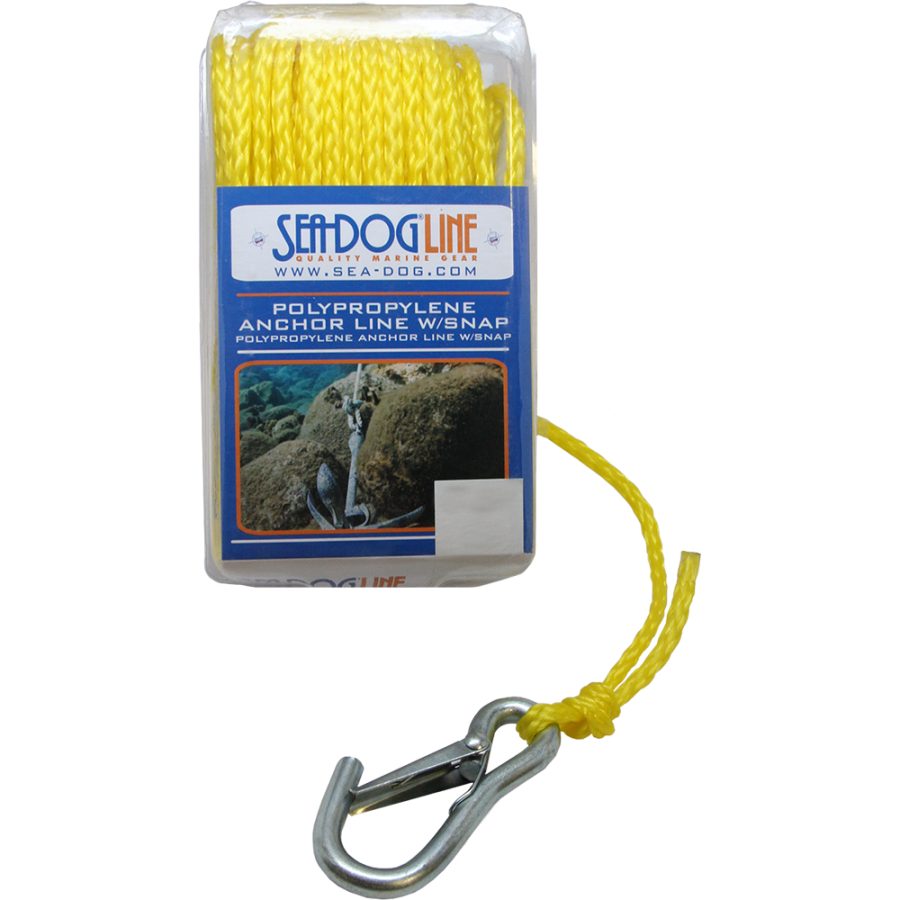 SEA-DOG 304206100YW-1 POLY PRO ANCHOR LINE W/SNAP - 1/4 INCH X 100FT - YELLOW