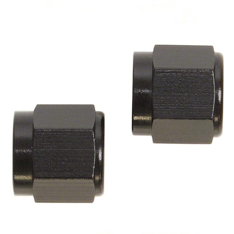 SPEEDFX 560418BK Tube End Fitting Nut; Tube Nut; -4AN; Anodized; Black; Aluminum; Set Of 2