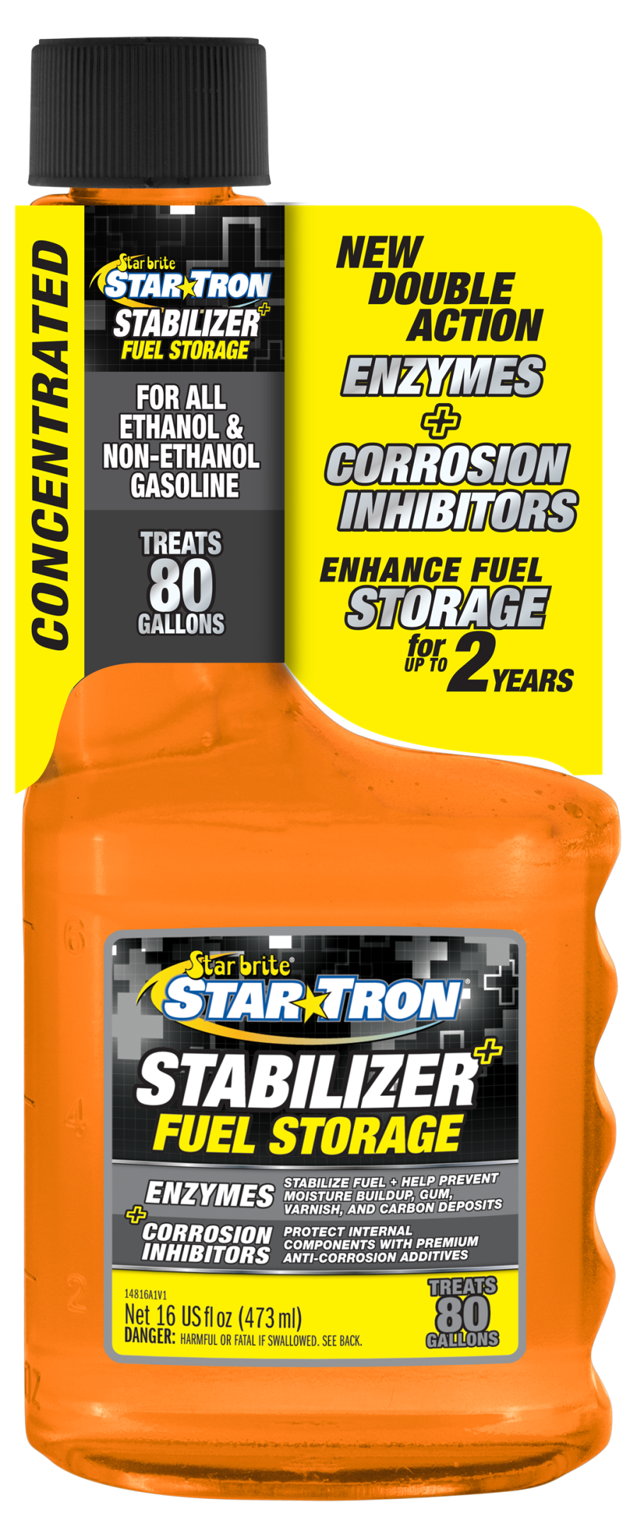 STAR BRITE 14816 Star Tron Stabilizer+ Fuel Storage with Corrosion Protection - Treats 80 Gallons of Gas - 16 OZ