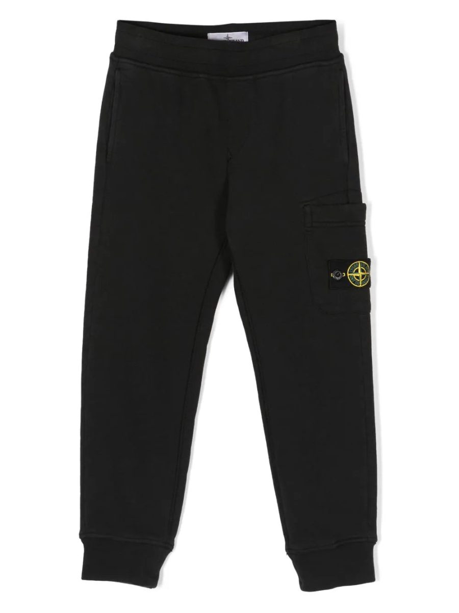 STONE ISLAND KIDS Logo Patch Compass Sweat Pants Black