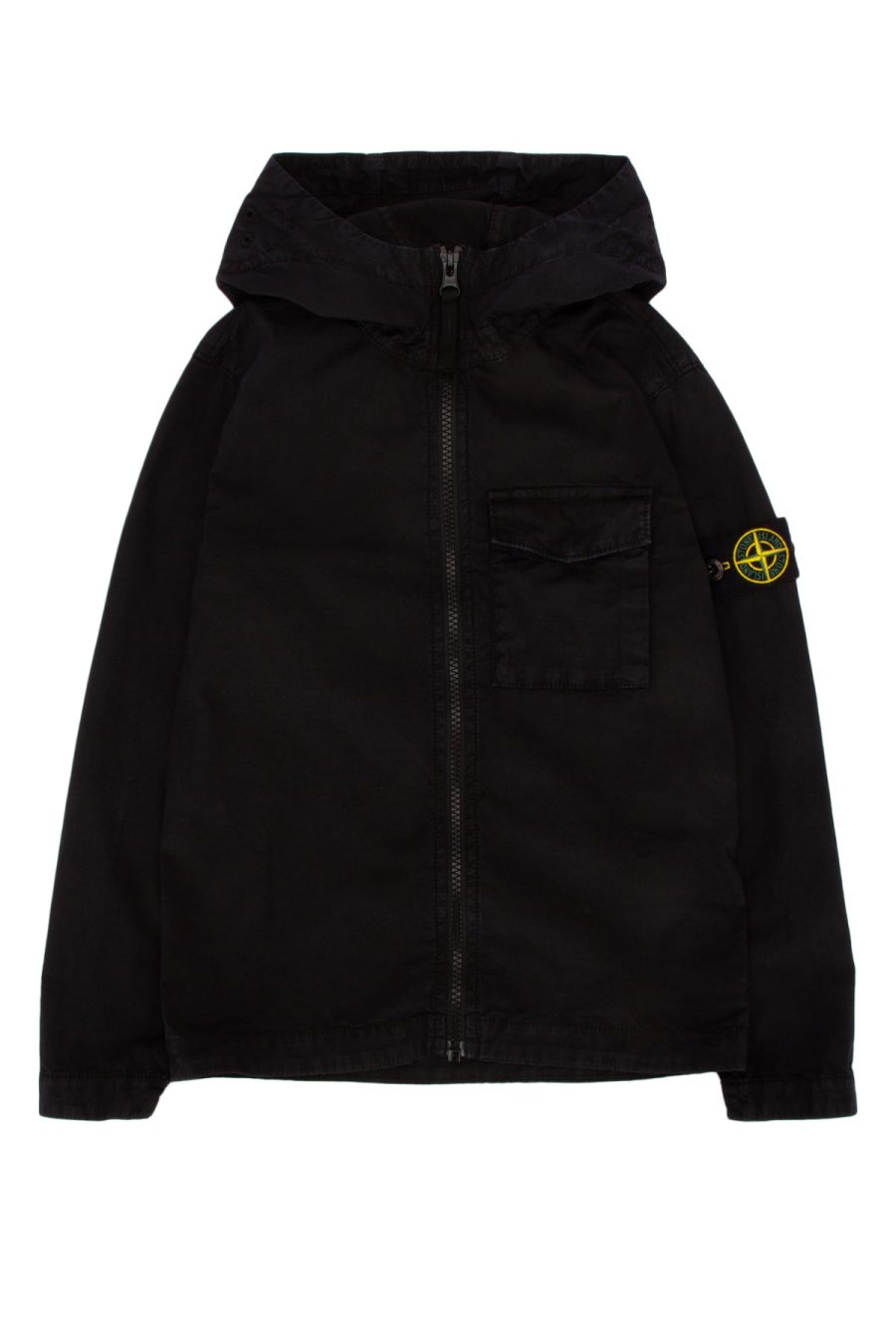 STONE ISLAND KIDS Logo-Patch Cotton-Jersey Hoodie Jacket Black