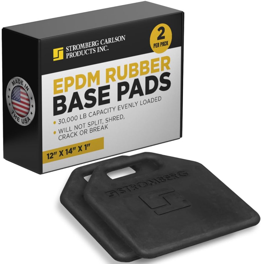 STROMBER JBP-1214.1 Durable EPDM Rubber Base Pads (12 INCHx14 INCHx1 INCH) - Multipurpose Pads for Floor Jacks, Tongue Jacks, Hydraulic Jacks, Scissor Jacks - 30,000 lb Capacity - Pack of 2