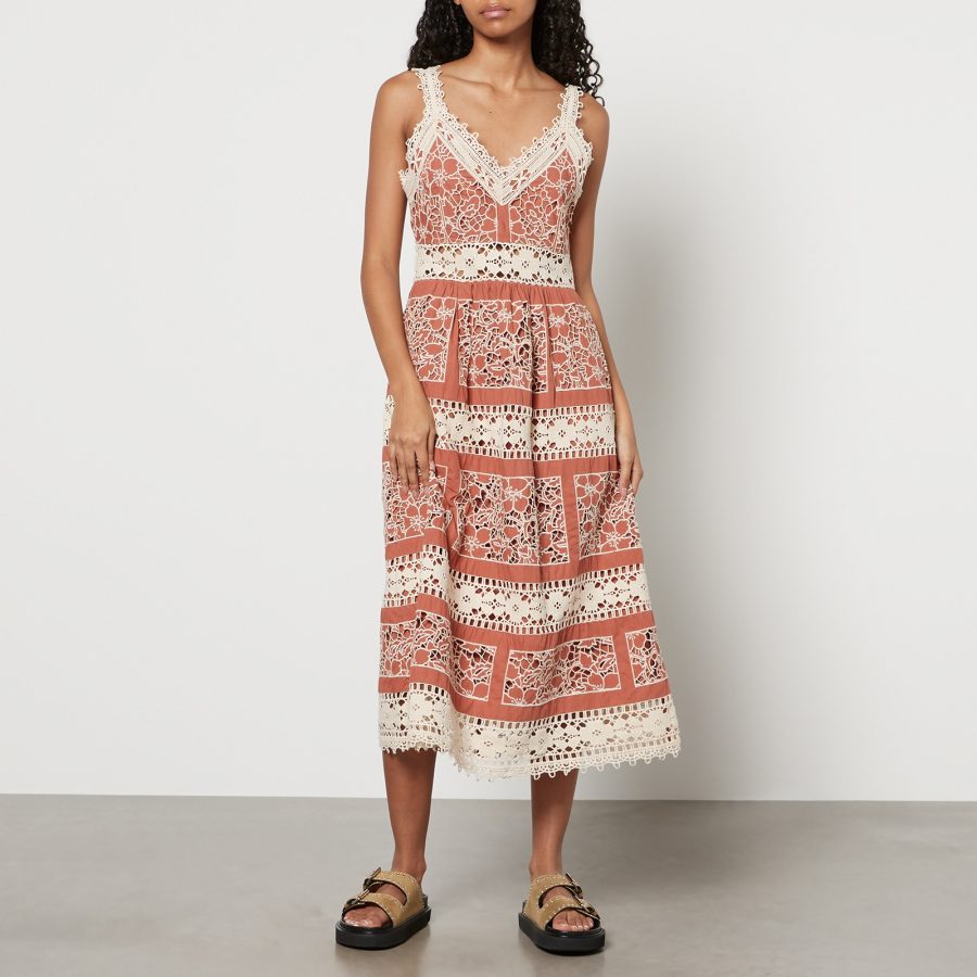 Sea New York Joah Guipure Lace and Cotton Sleeveless Midi Dress - US 4/UK 8