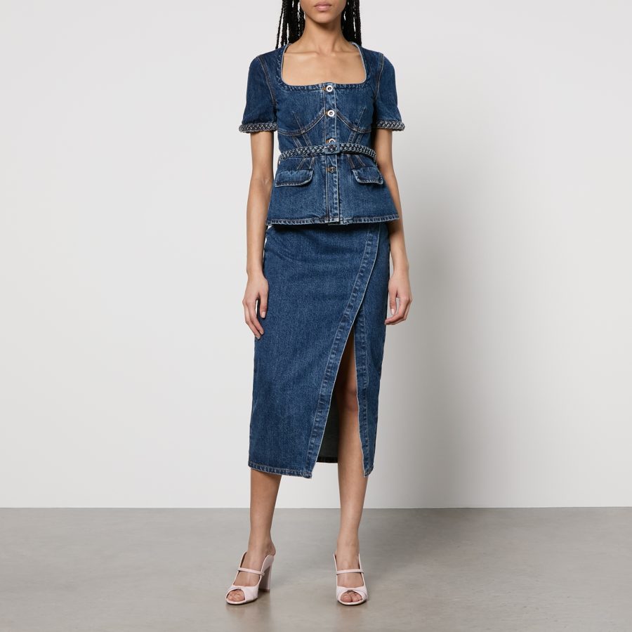 Self-Portrait Denim Midi Dress - US 4/UK 8