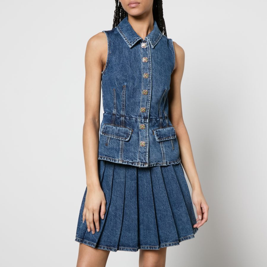 Self-Portrait Tailored Denim Mini Dress - US 6/UK 10