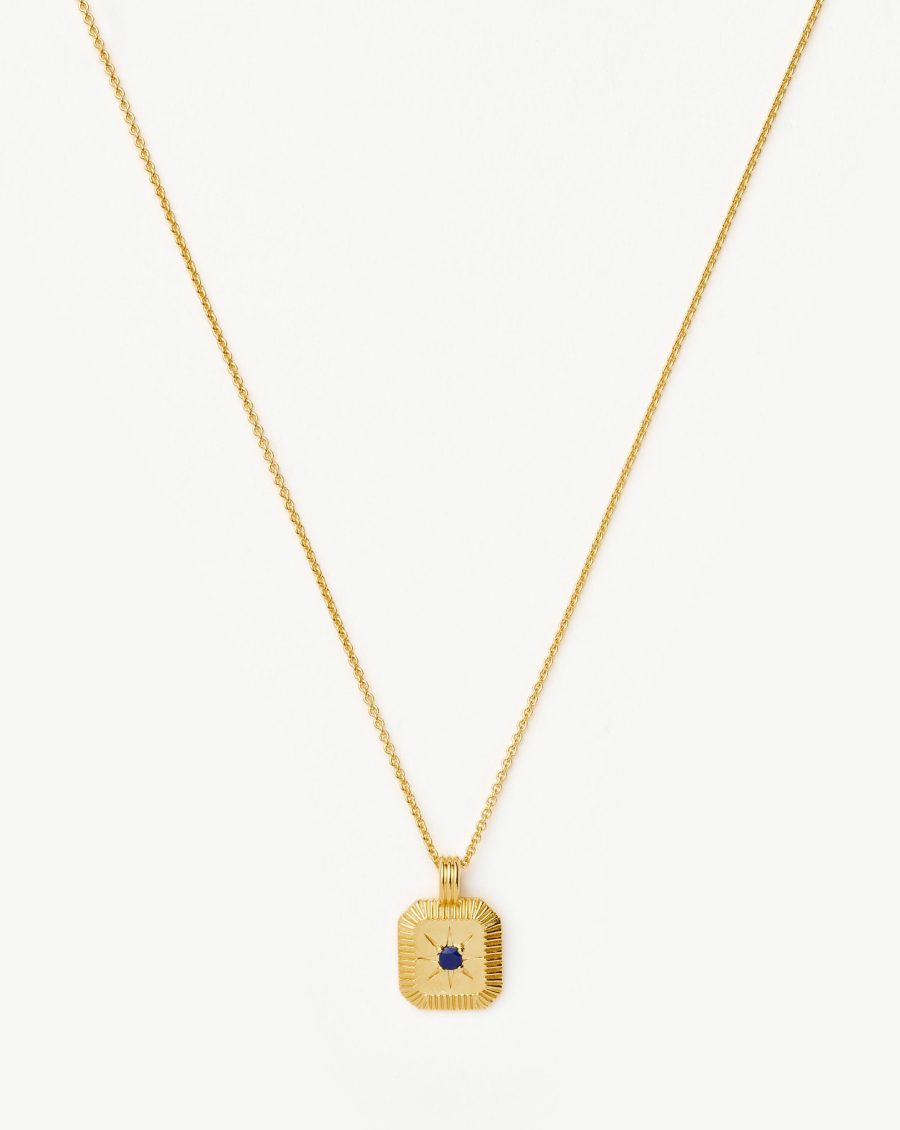 September Birthstone Pendant Necklace | 18k Gold Vermeil/Lapis