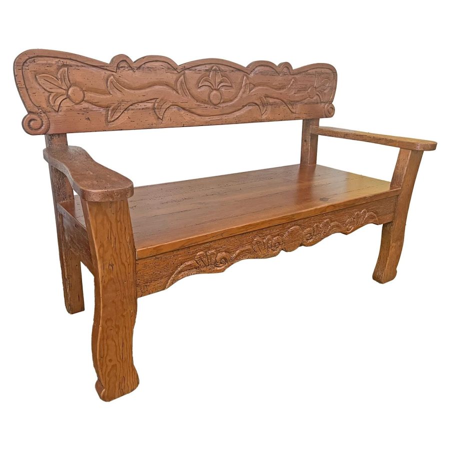 Southwestern Rustic Pichataro Bench with Natural Brown Finish