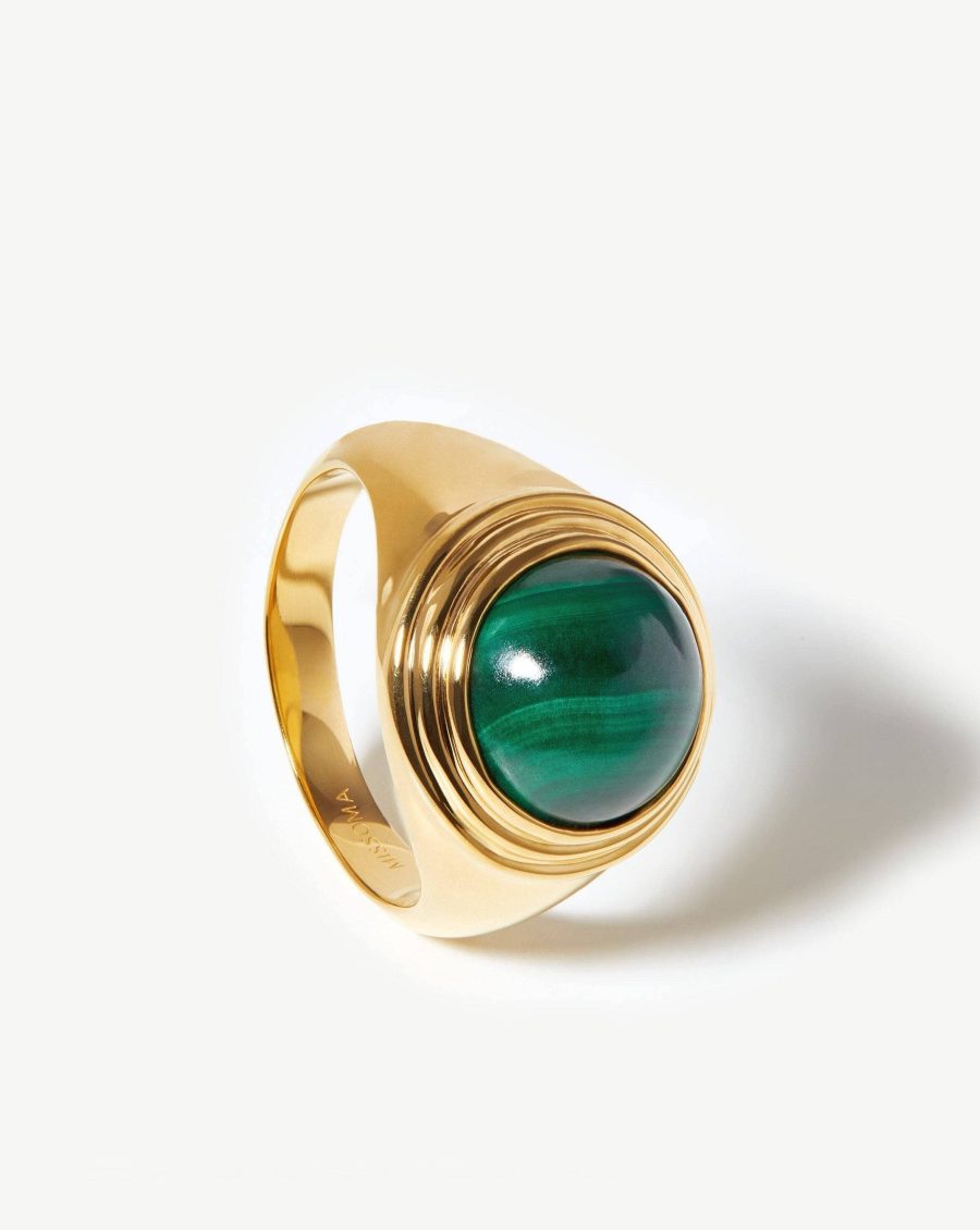 Sphere Ridge Ring | 18k Gold Plated/Malachite