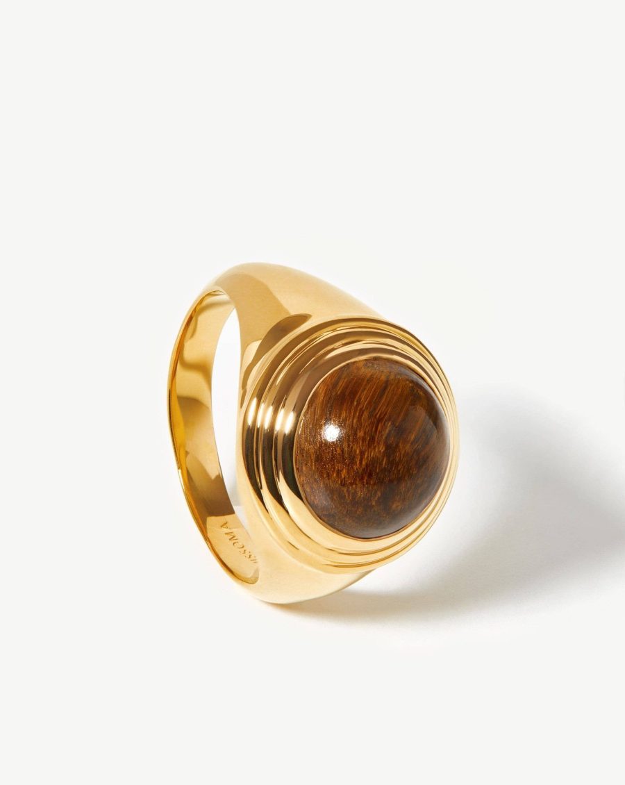 Sphere Ridge Ring | 18k Gold Plated/Tigers Eye