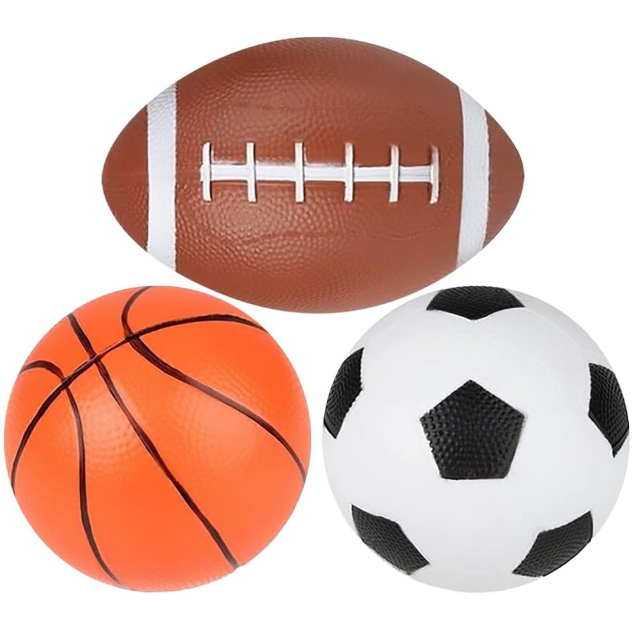 Sports Ball Set With 3 Balls, Includes Kids Basketball, Football, And Soccer Bal