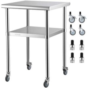 Stainless Steel Prep Table, 24 x 24 x 36 Inch, 600lbs Load Capacity Heavy Duty M